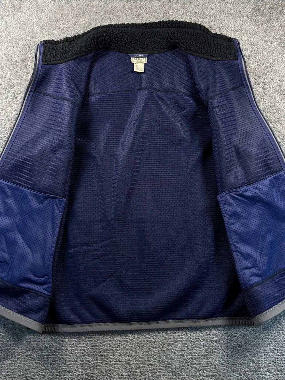 LL Bean Mountain Pile Fleece Sherpa Vest Outdoor Camp Men’s XL Black 502429